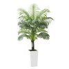 VEVOR Artificial Areca Palm Tree 5 ft, Fake Palm Tropical Plants with White Tall Planter, Faux Floor Silk Plant in Pot