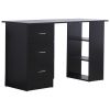 47" Modern Home Office Computer Workstation Desk with 3-Tier Shelves 3 Storage Drawers - Black