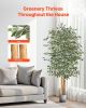 VEVOR 6FT Artificial Ficus Tree with Black Pot, Tall Faux Ficus Plant with Natural Wood Trunk and Realistic Green Leaves