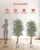 VEVOR 6FT Artificial Ficus Tree with Black Pot, Tall Faux Ficus Plant with Natural Wood Trunk and Realistic Green Leaves