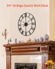 VEVOR Wall Clock, 24 in Wall Clock Roman Numerals, Battery Operated Non Ticking Silent Classic Decorative Round Clocks