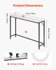 VEVOR Marble Console Table, Modern Narrow Long Console Table with Power Outlet, Thin Sofa Side Table with Iron Tubes